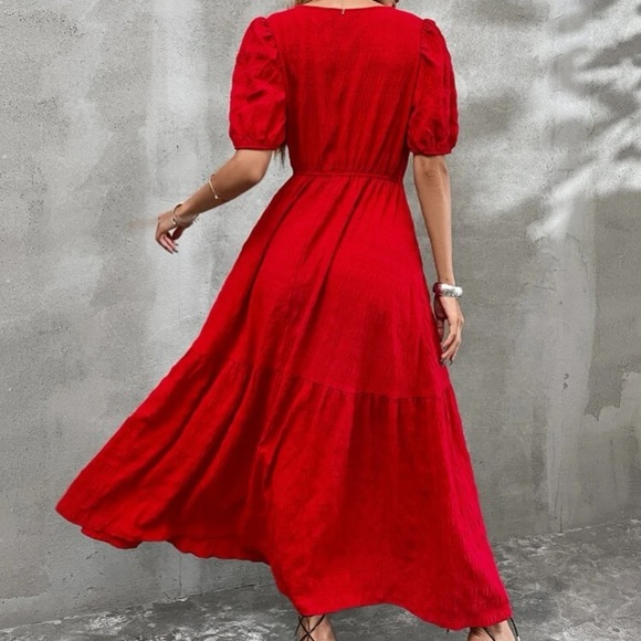 Boho  hot pink square neck A-line maxi dress - Picture 5 of 16